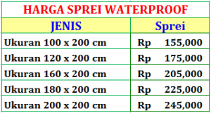 "harga sprei waterproof"